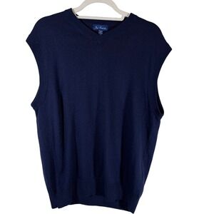 Paul Fredrick Mens V‎ Neck Silk Cashmere Blend Sweater Vest Navy M Luxury Preppy